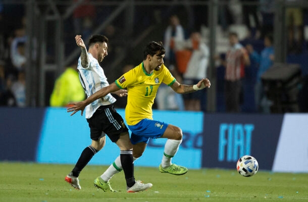 No último encontro com o Brasil, pelas Eliminatórias para a Copa de 2022, a Argentina ficou no 0 a 0, em San Juan-ARG. O jogo aconteceu em novembro de 2021. - Foto: Lucas Figueiredo/CBF