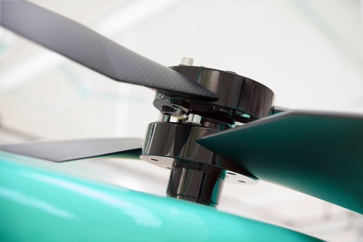 Detalhes do mockup do carro voador da Embraer. Foto: Eve Air/Embraer/Divulgação