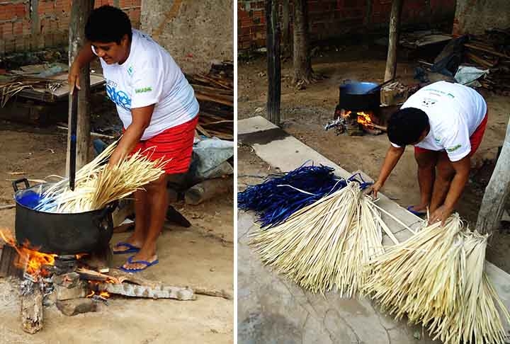 Para artesanato, a palha é limpa, às vezes fervida, e preparada em tiras ou feixes antes de ser trançada ou moldada. Reprodução: Flipar