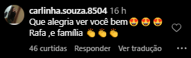 Comentários da publicação de Rafael Cardoso Instagram