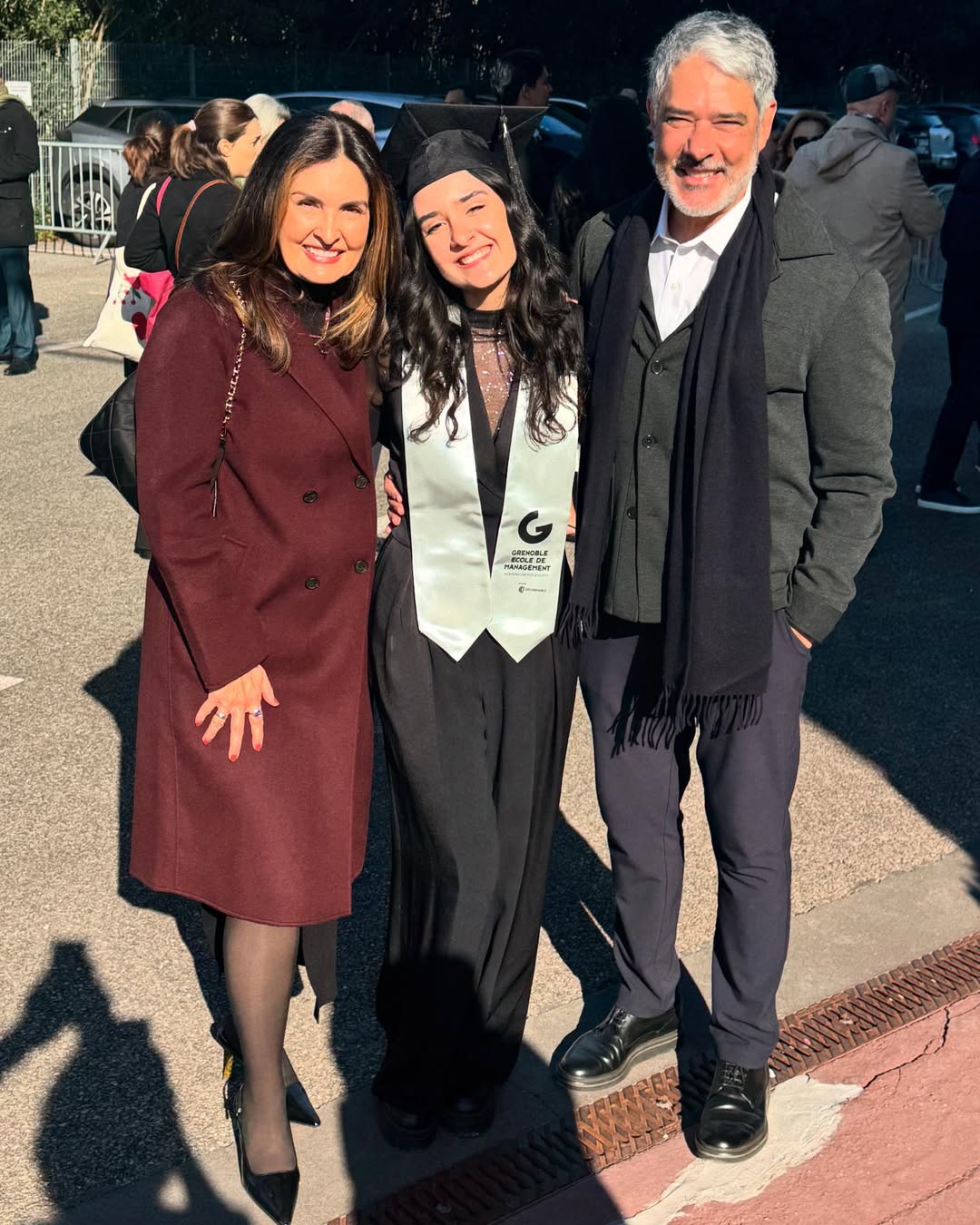 Laura Bonemer com os pais, Fátima Bernardes e William Bonner. Foto: Reprodução Instagram - 8.3.2025