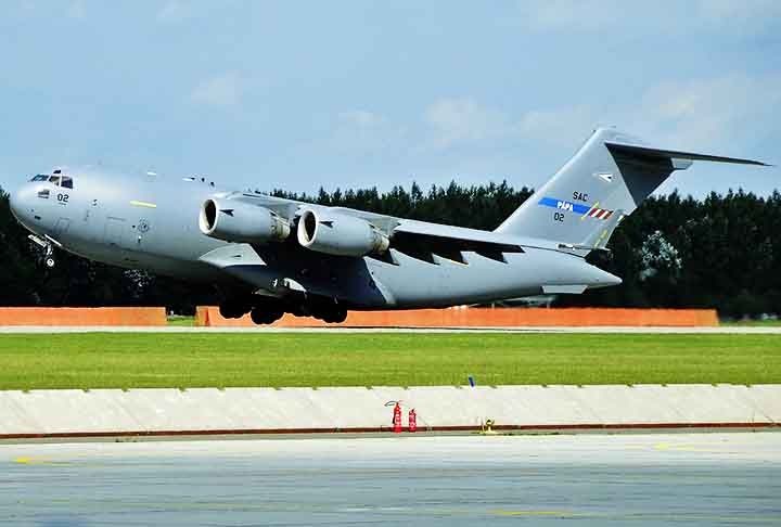 O Boeing C-17 GlobeMaster III foi desenvolvido nos anos 1980 pela fabricante McDonnell Douglas para a Força Aérea dos Estados Unidos.
 Reprodução: Flipar