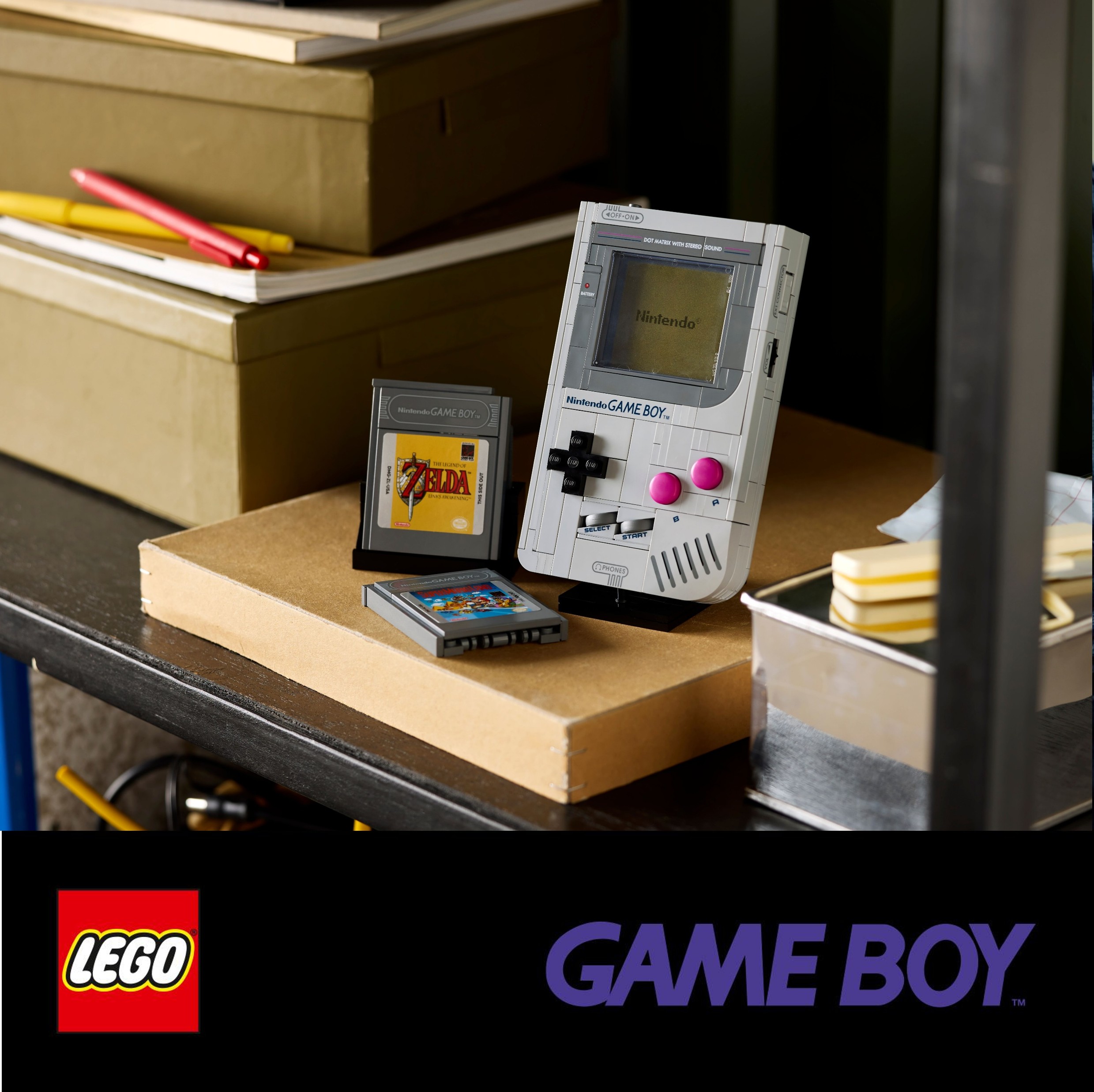 Montagem de Lego inspirada no clássico console Game Boy. Foto: LEGO/Reprodução