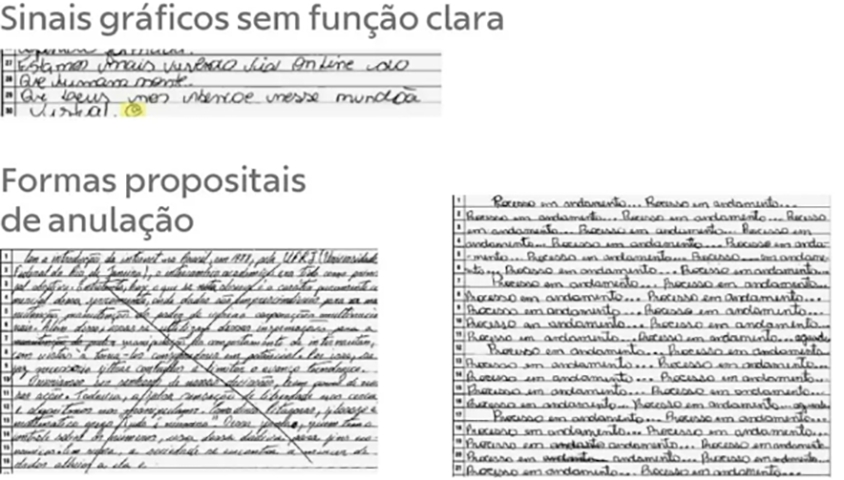 Não faça sinais gráficos ou desenhos inapropriados - Esse tipo de uso também causa a anulação. 