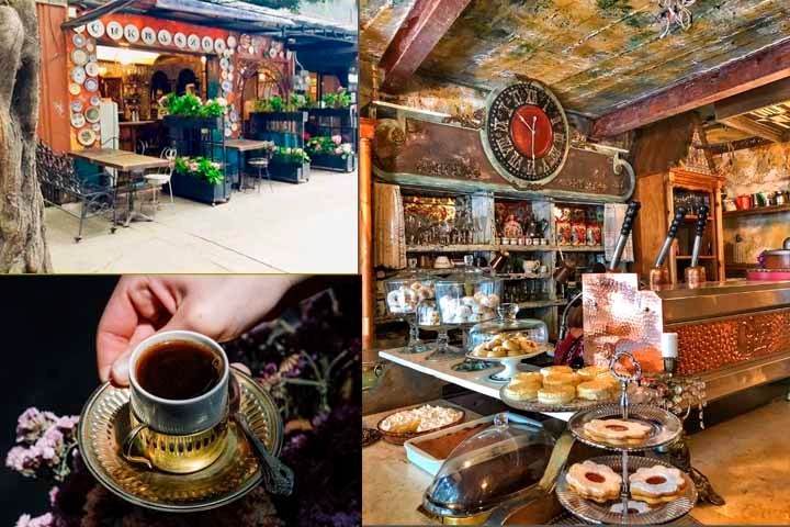 Uma das cafeterias citadas é a The Budapest Café, que segundo o livro é uma das mais atraentes e vai além de uma xícara gostosa. Os visitantes são transportados para um espaço saído de um filme de Wes Anderson, graças aos tons pastéis, móveis extravagantes e uma série de arcos e arcadas. Reprodução: Flipar