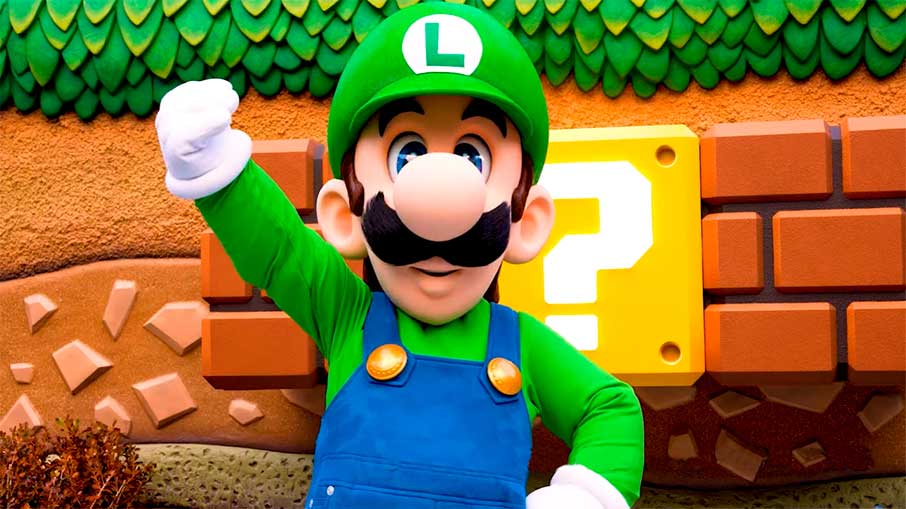 O personagem Luigi vai circular pelo parque para tirar fotos. Foto: Reprodução/Youtube 14.12.2022