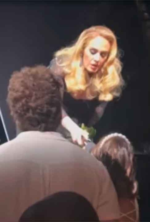 Adele então interrompeu seu show para conversar com o casal, perguntando de onde eles eram. 