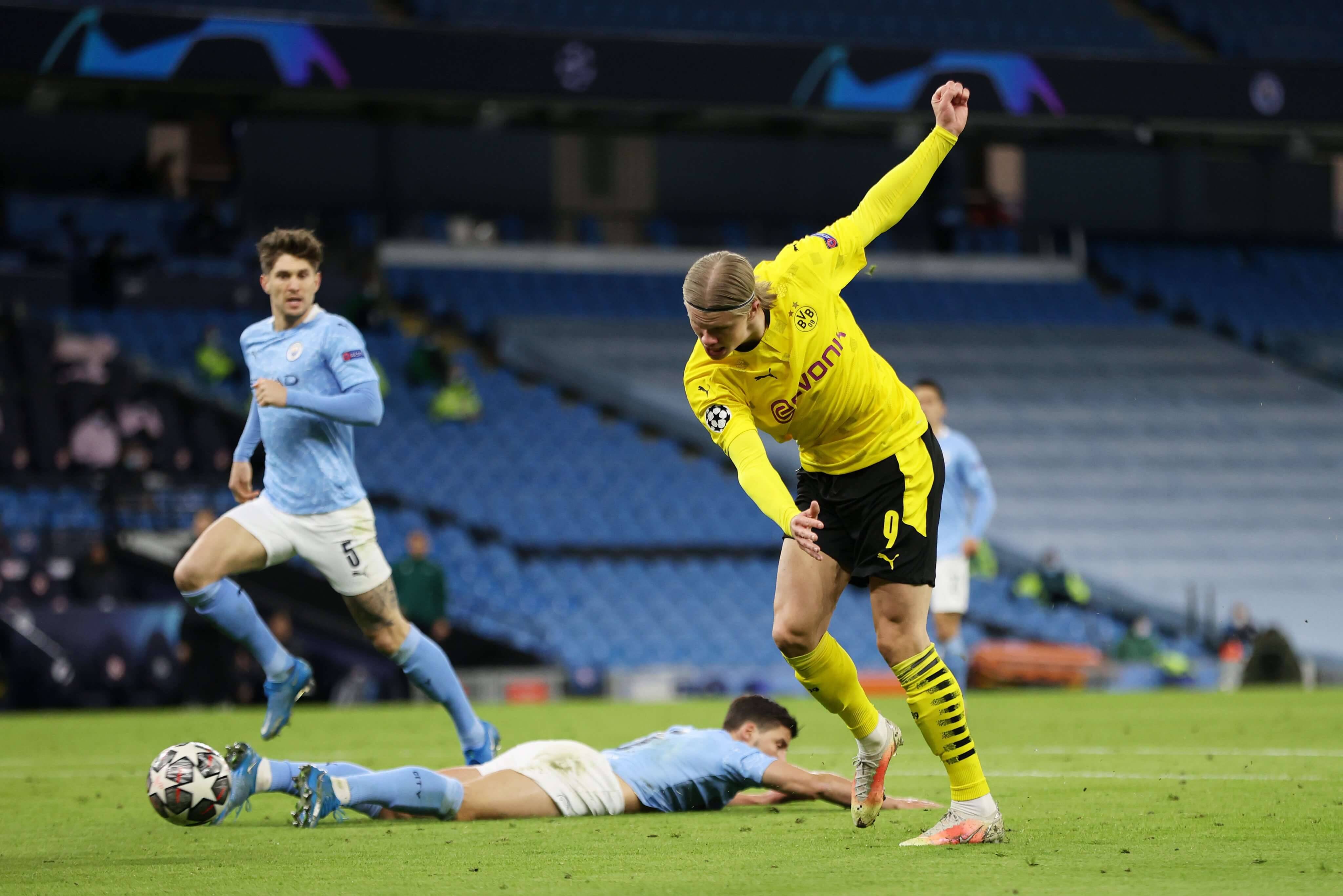 Manchester City x Borussia Dortmund. Foto: reprodução / Twitter