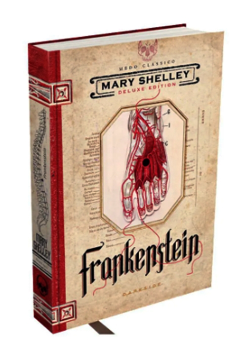 #5 “Franskenstein” – O livro conta a história do cientista Victor Frankenstein e sua criação, um monstro assustador feito de resto de cadáveres. A obra é um lembrete perturbador das atrocidades que podem surgir quando a ciência ultrapassa os limites éticos e morais.  Reprodução: Flipar