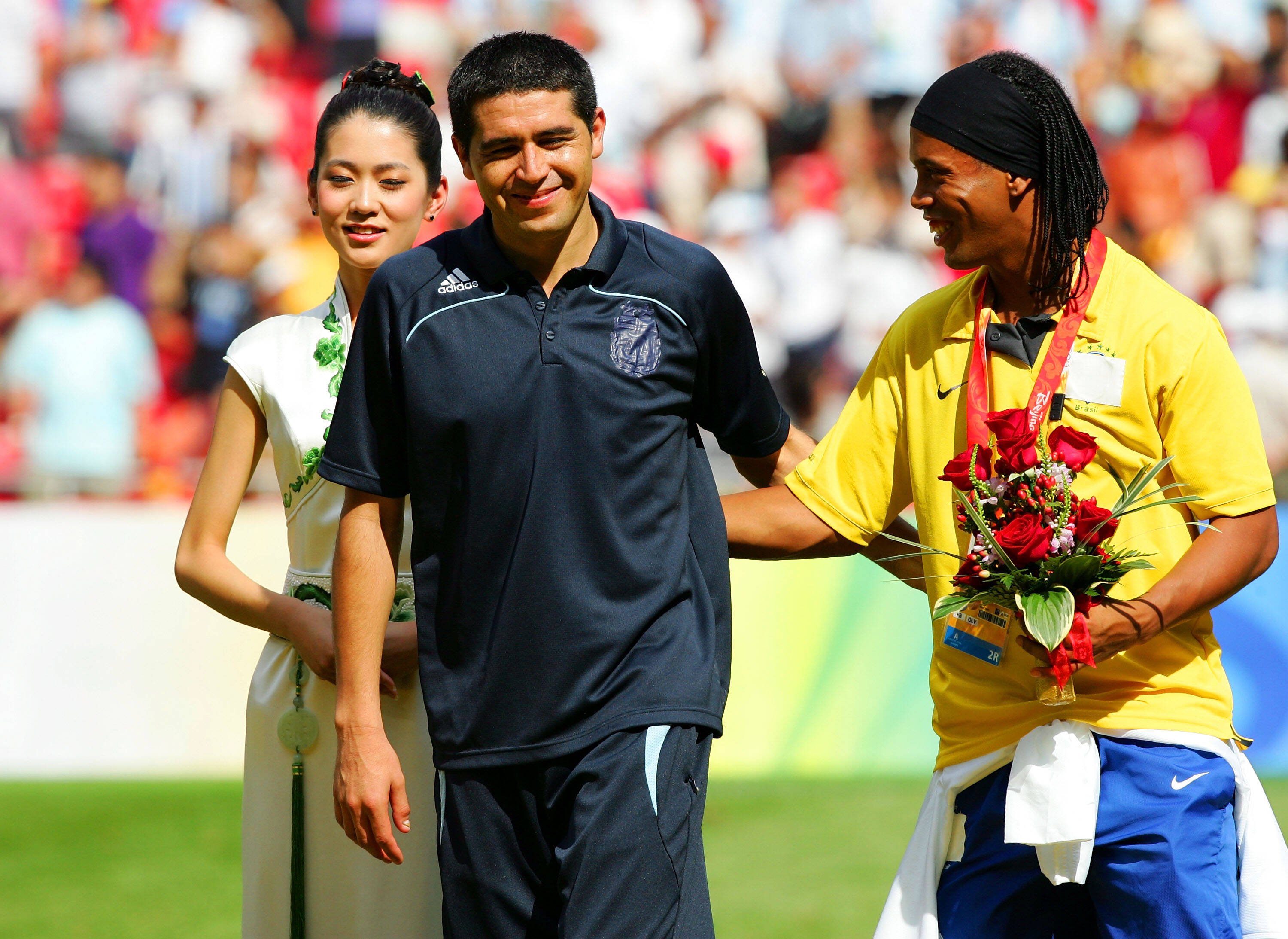 Outro momento de destaque de Riquelme contra os brasileiros pela seleção argentina aconteceu na vitória por 3 a 0 na semifinal das Olimpíadas de Pequim, em 2008. Foto: Getty Images