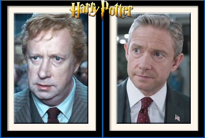 Arthur Weasley - Já pai dos irmãos Weasley, vivido por Mark Williams, poderia ficar com Martin Freeman, grande nome do Hobbit.  Reprodução: Flipar