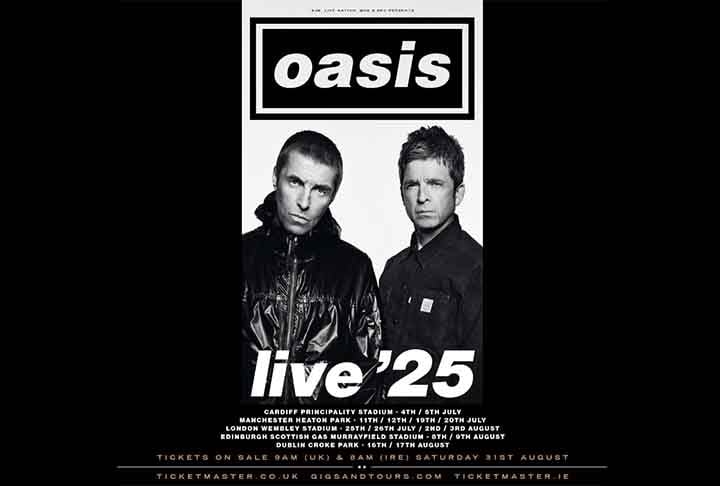 A banda de rock, encabeçada pelos irmãos Liam e Noel Gallagher, divulgou inicialmente as datas de 14 shows da turnê “Oasis Live 25”. 
 Reprodução: Flipar