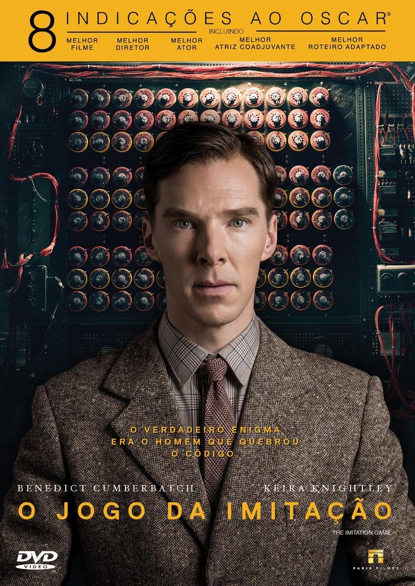 O jogo da imitação (2014): Filme britânico-estadunidense dirigido por Morten Tyldum foi baseado no livro biográfico Alan Turing: “The Enigma”. Reprodução: Flipar