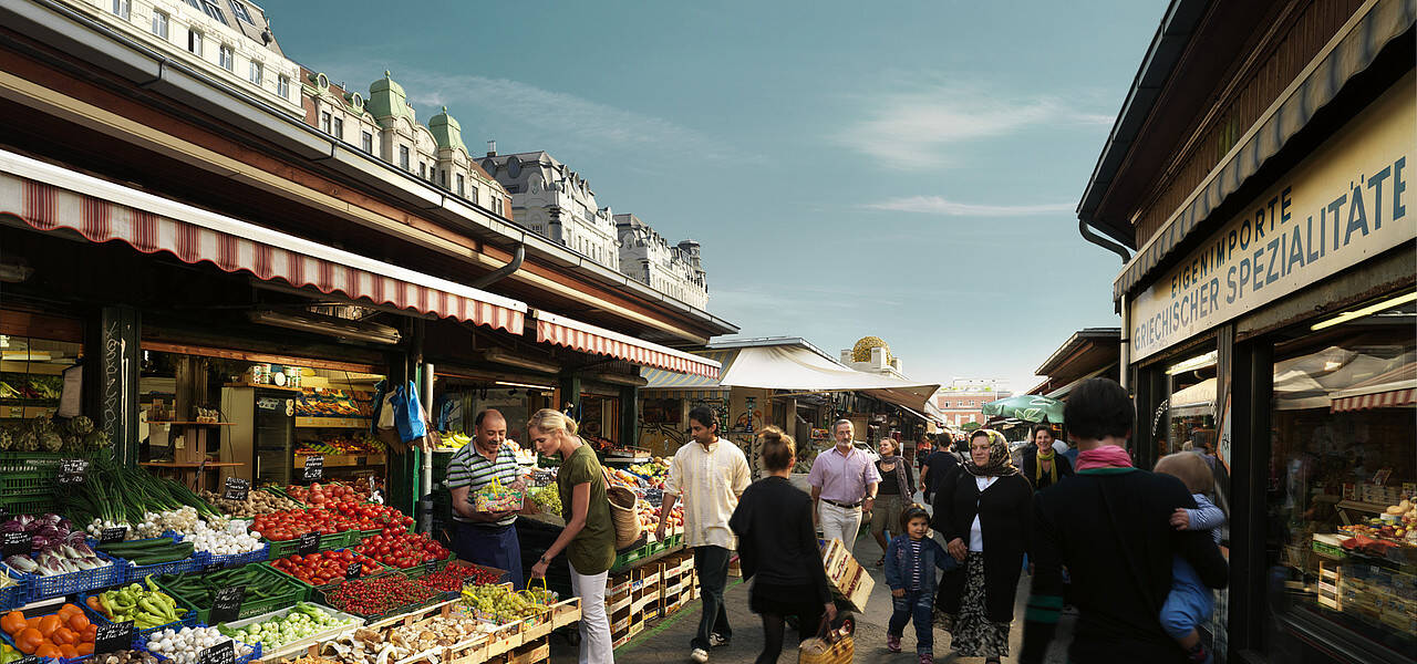 O mercado de rua Naschmarkt oferece variedade de pratos do mundo todo. Foto: Reprodução/Dicas Europa