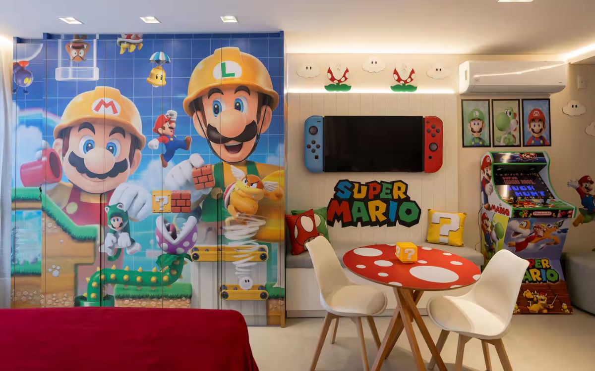 “Apartamento do Super Mario” atrai turistas em Blumenau com temática geek. Foto: Airbnb