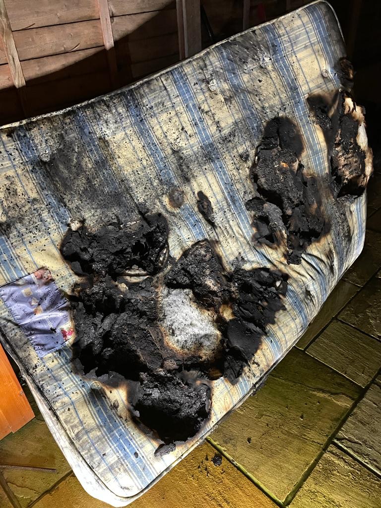 Os bombeiros acreditam que um cachorro pulou em uma cama onde estava um secador de cabelo e causou um incêndio. Foto: Reprodução/Twitter/@ECFRS - 24/12/2022
