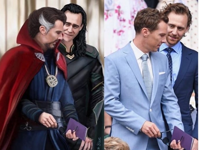 Benedict e o ator Tom Hiddleston formaram uma sólida amizade nas gravações. Tom é o vilão Loki, nas sagas Thor e Vingadores, mas, na vida real, é alguém presente no dia a dia de Benedict. Reprodução: Flipar