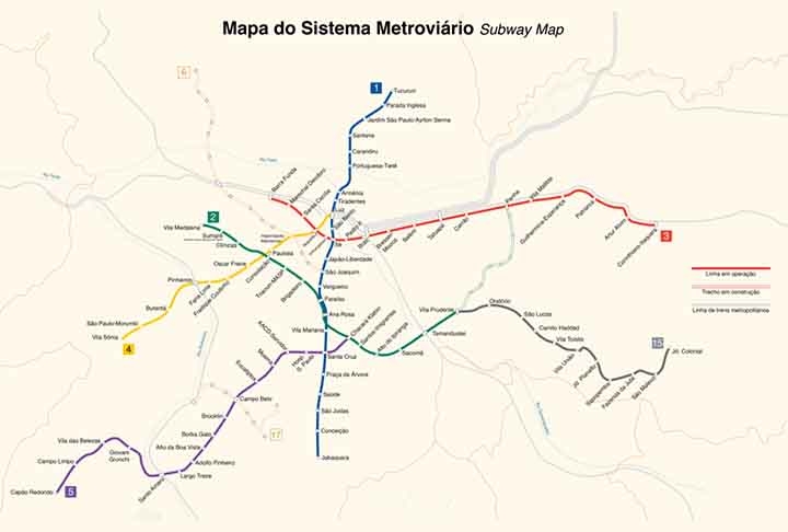 A rede metroviária de São Paulo tem atualmente 104 km de extensão e 91 estações, que atendem 5 milhões de passageiros por dia, de acordo com dados do Governo de São Paulo.
 Reprodução: Flipar