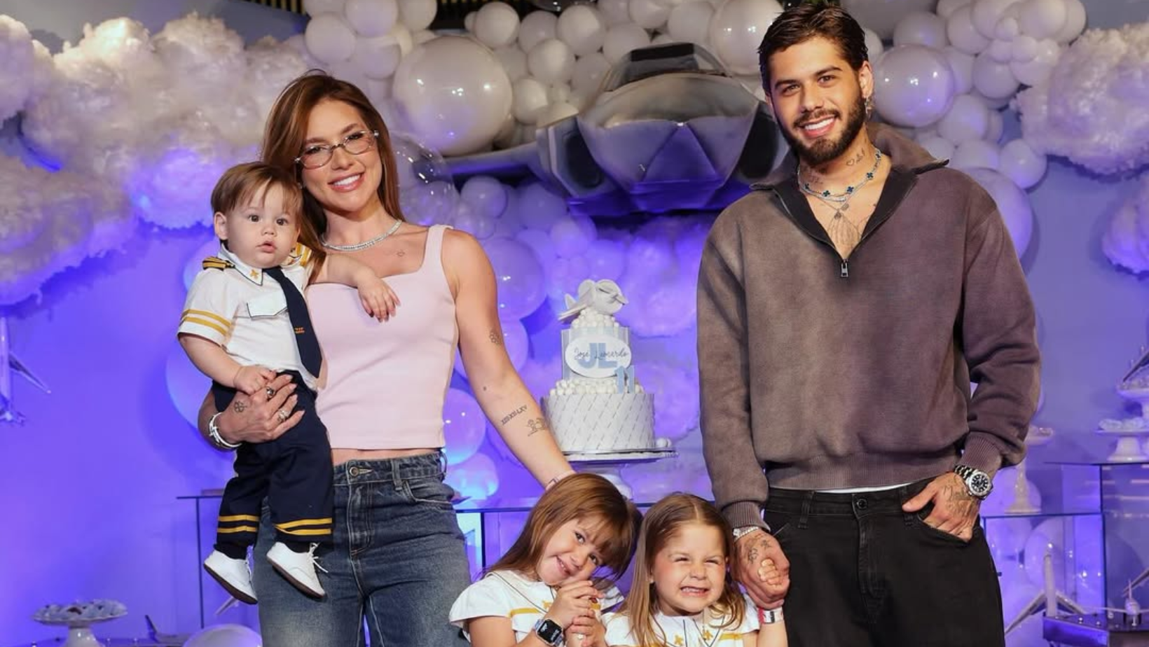 Virginia e Zé Felipe com os filhos: Maria Flor, José Leonardo e Maria Alice. Foto: Reprodução Instagram @Virginia