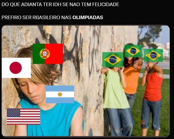 Reprodução/redes sociais "De nada adianta ter IDH sem ter felicidade", brinca torcedor brasileiro Reprodução/redes sociais