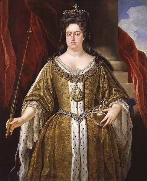 O Reino da Inglaterra, como já destacado, durou até 1707, quando o país se juntou à Escócia e formou o Reino da Grã-Bretanha. A Rainha Ana comandou a Inglaterra de 1702 a 1707 e depois foi Rainha britânica de 1707 até 1714.  Reprodução: Flipar