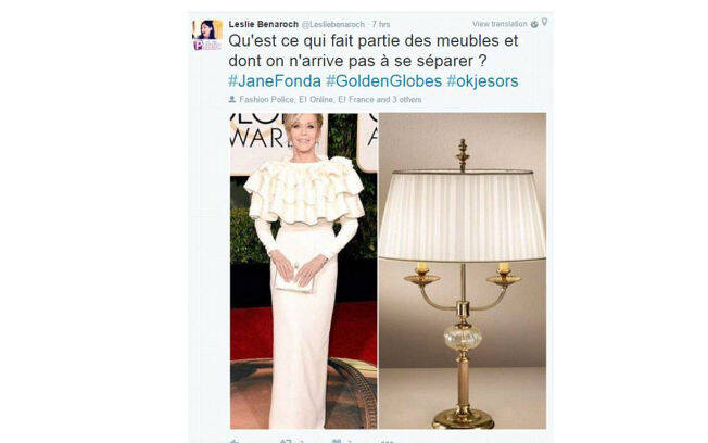 Look usado pela atriz Jane Fonda foi um dos mais comentados nas redes sociais . Foto: Reprodução