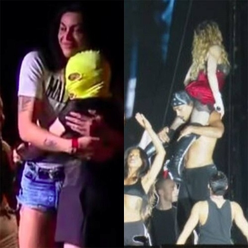 Em certo momento, a cantora brasileira Pabllo Vittar também foi ao palco, assim como os filhos e os bailarinos de Madonna. Nesse momento, ela já estava sem máscara. Reprodução: Flipar