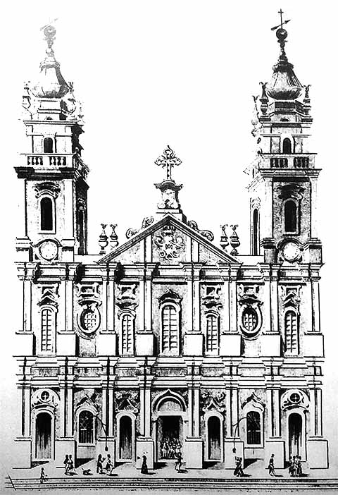O dia 6 de julho de 1775 marca a bênção ao primeiro bloco de pedra da igreja. Essa é considerada a data de nascimento da Candelária. 
 Reprodução: Flipar