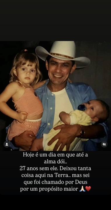 Lyandra com Leandro. Foto: Filha do cantor Leandro lembra 27 anos da morte do pai.