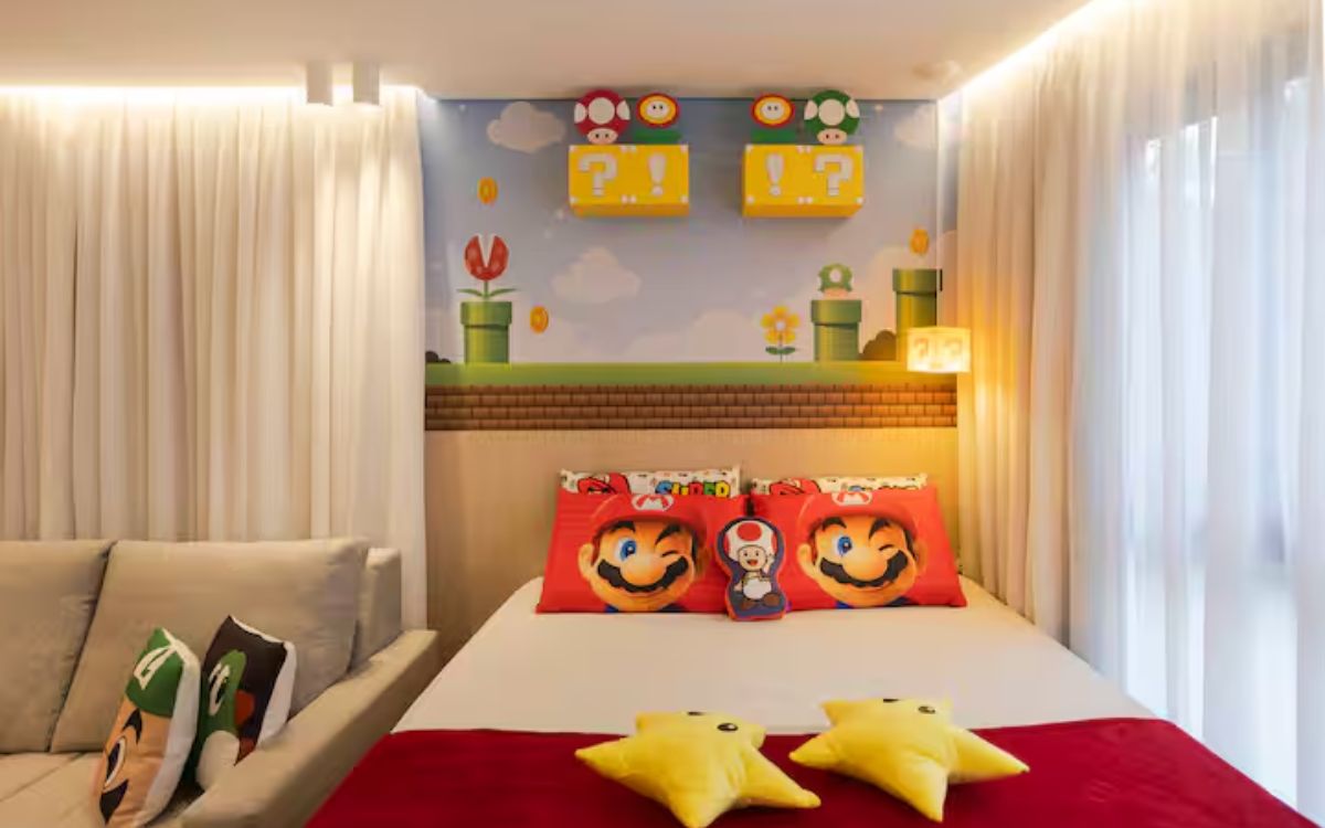 “Apartamento do Super Mario” atrai turistas em Blumenau com temática geek. Foto: Airbnb