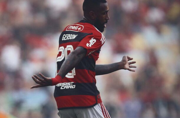 GERSON  - Único meia ofensivo do Flamengo, foi quem mais tentou levar o time ao ataque. Mas com pouco sucesso, já que era bem marcado. Cresceu no 2º tempo - NOTA 6,0 - Foto: Divulgação/Flamengo