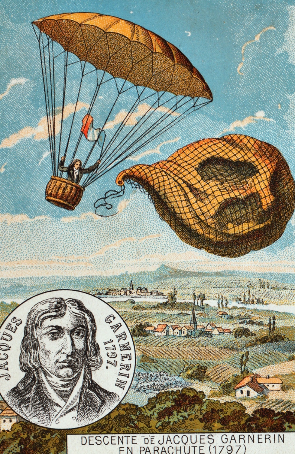 A história do paraquedismo começa no século 18. E noricias de acidentes não são comuns. No dia 22/10/1797, o engenheiro francês André-Jacques Garnerin realizou o primeiro salto de paraquedas bem-sucedido da história, em Paris, na França. Com isso, o Flipar traz a história dessa atividade e a evolução do dispositivo, que se transformou em esporte e também esteve presente na área militar. Reprodução: Flipar