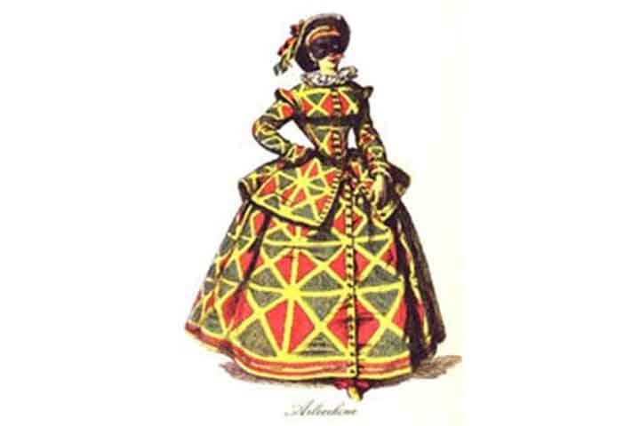 Já a Colombina, símbolo da alegria e encantamento, era funcionária de uma filha de Pantaleão. Bela, ela era o centro do famoso triângulo amoroso, gerando sofrimento em Pierrot. Para atrair o Arlequim, ela dançava e cantava nos espetáculos.

 Reprodução: Flipar