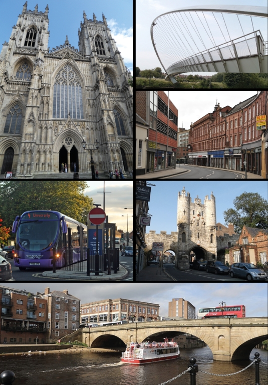 York (Inglaterra) - Fica na região de North Yorkshire. Criada pelos romanos em 71, por séculos se manteve como importante centro comercial. A enorme catedral gótica do século 13 chama a atenção. Até hoje, a cidade tem muralhas em ambos os lados do rio Ouse. Sua população é de 158 mil moradores.  Reprodução: Flipar