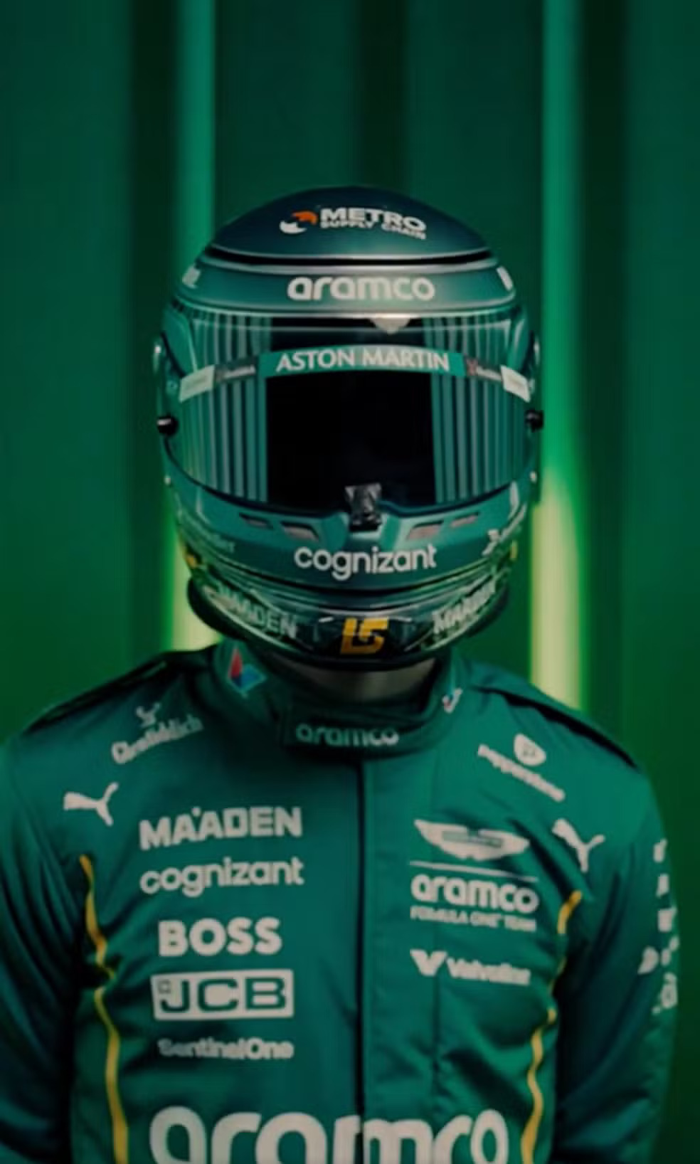 Capacete Lance Stroll. Foto: Divulgação