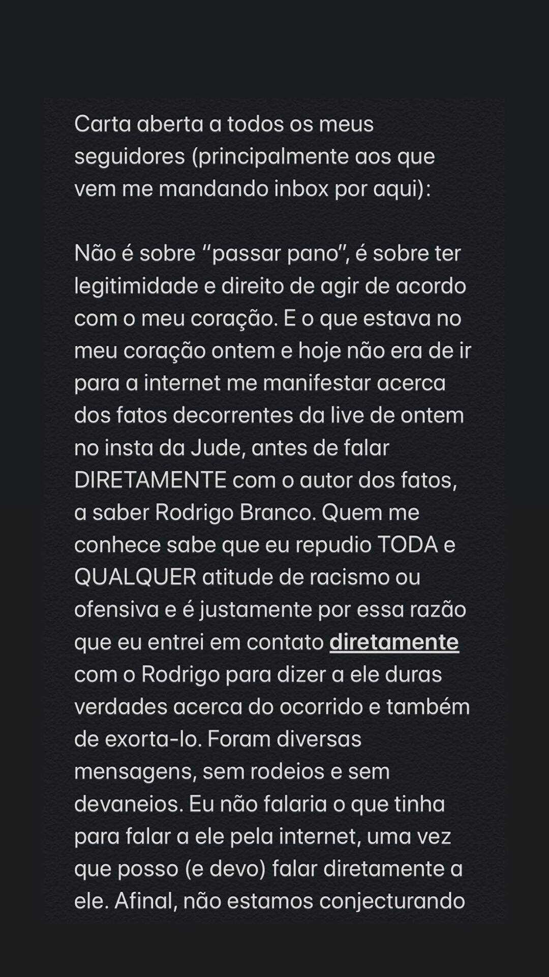 Texto Bella Falconi. Foto: Reprodução/Instagram