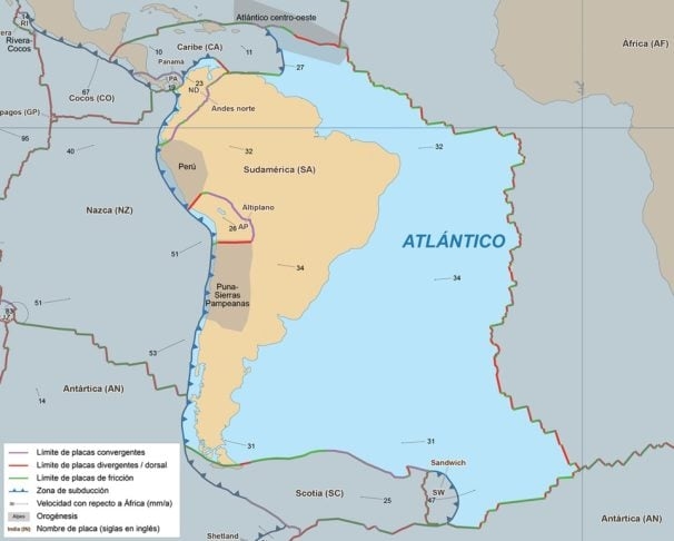 No Brasil, a formação de vulcões é rara devido à localização do país no centro da Placa Sul-Americana, distante de zonas de subdução ou dorsais oceânicas.  Reprodução: Flipar