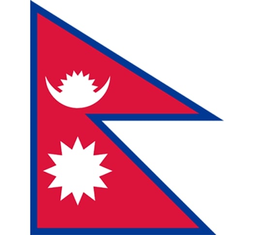 A bandeira do Nepal tem a forma de 2 triângulos. Um deles tem o sol estampado e o outro tem a lua. Dizem que, enquanto o sol e a lua existirem na bandeira, o país também existirá.  Reprodução: Flipar