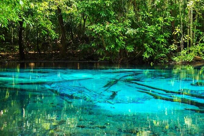 Emerald Pool, a piscina natural de águas turquesas, é muito procurada para fotos e banhos. Foto: Viator/Reprodução