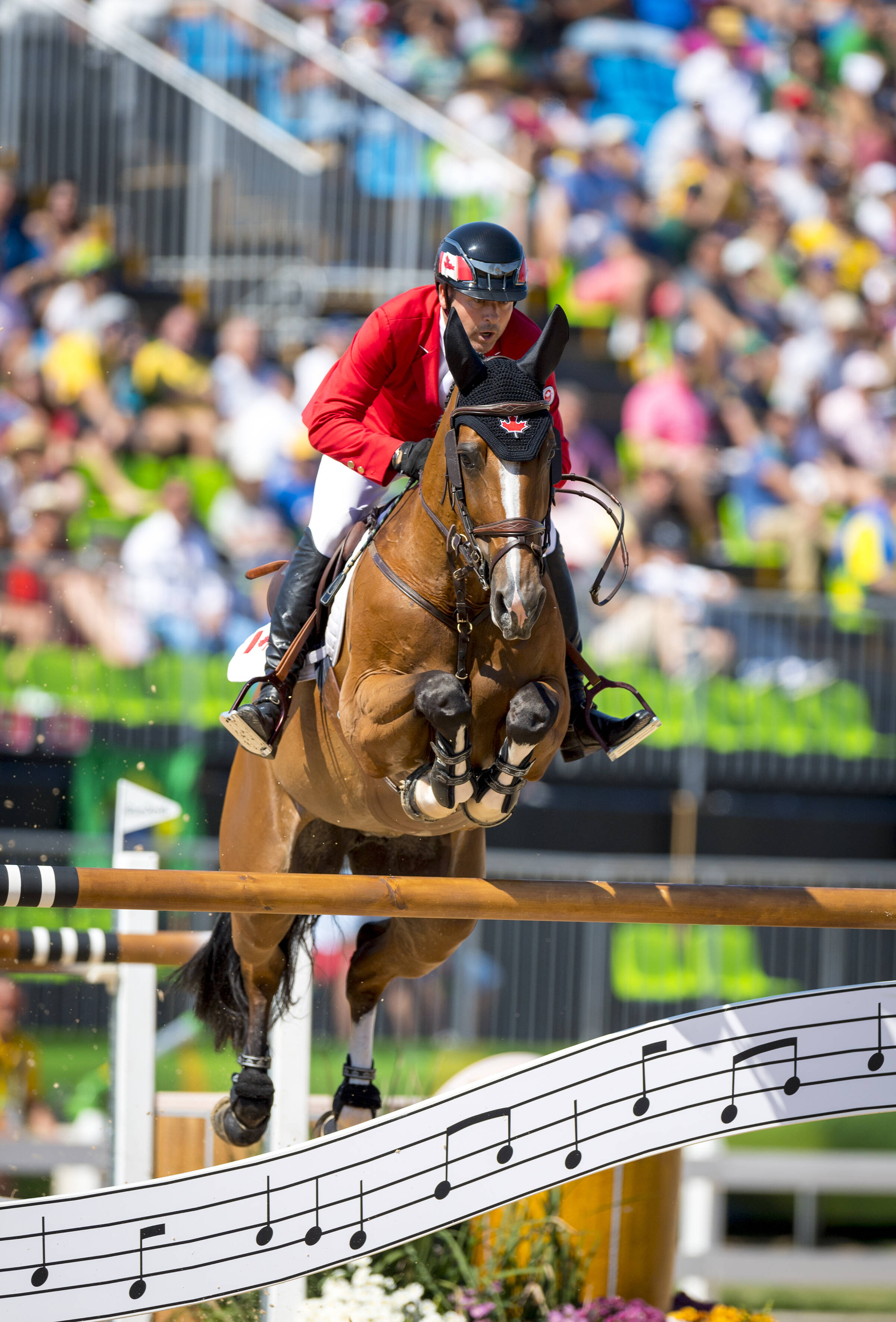 Montando Fine Lady, Eric Lamaze faturou o bronze nos saltos. Foto: Divulgação FEI