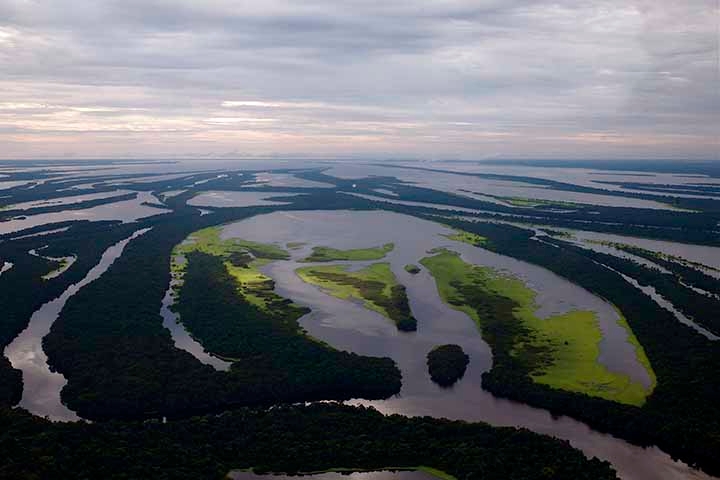 O encontro de suas águas com as águas do oceano provoca a pororoca (uma grande onda que percorre o rio por várias horas), cujo barulho pode ser ouvido a grande distância. Reprodução: Flipar