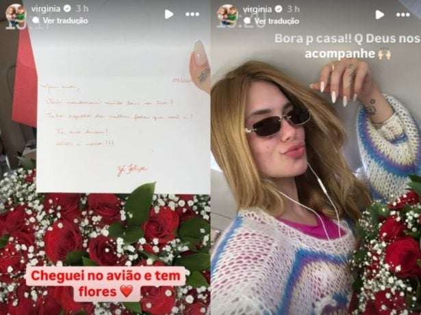 Virgínia ganha buquê de flores do Zé Felipe. Foto: Instagram