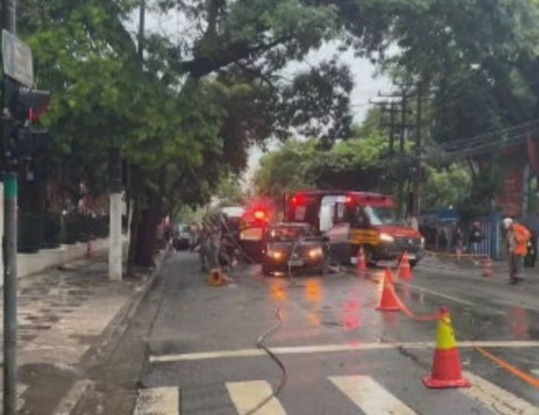 Foi o que aconteceu em São Paulo, em janeiro de 2024. Um homem de 62 anos morreu eletrocutado ao deixar o carro atingido pelos cabos energizados após a queda de uma árvore Reprodução: Flipar