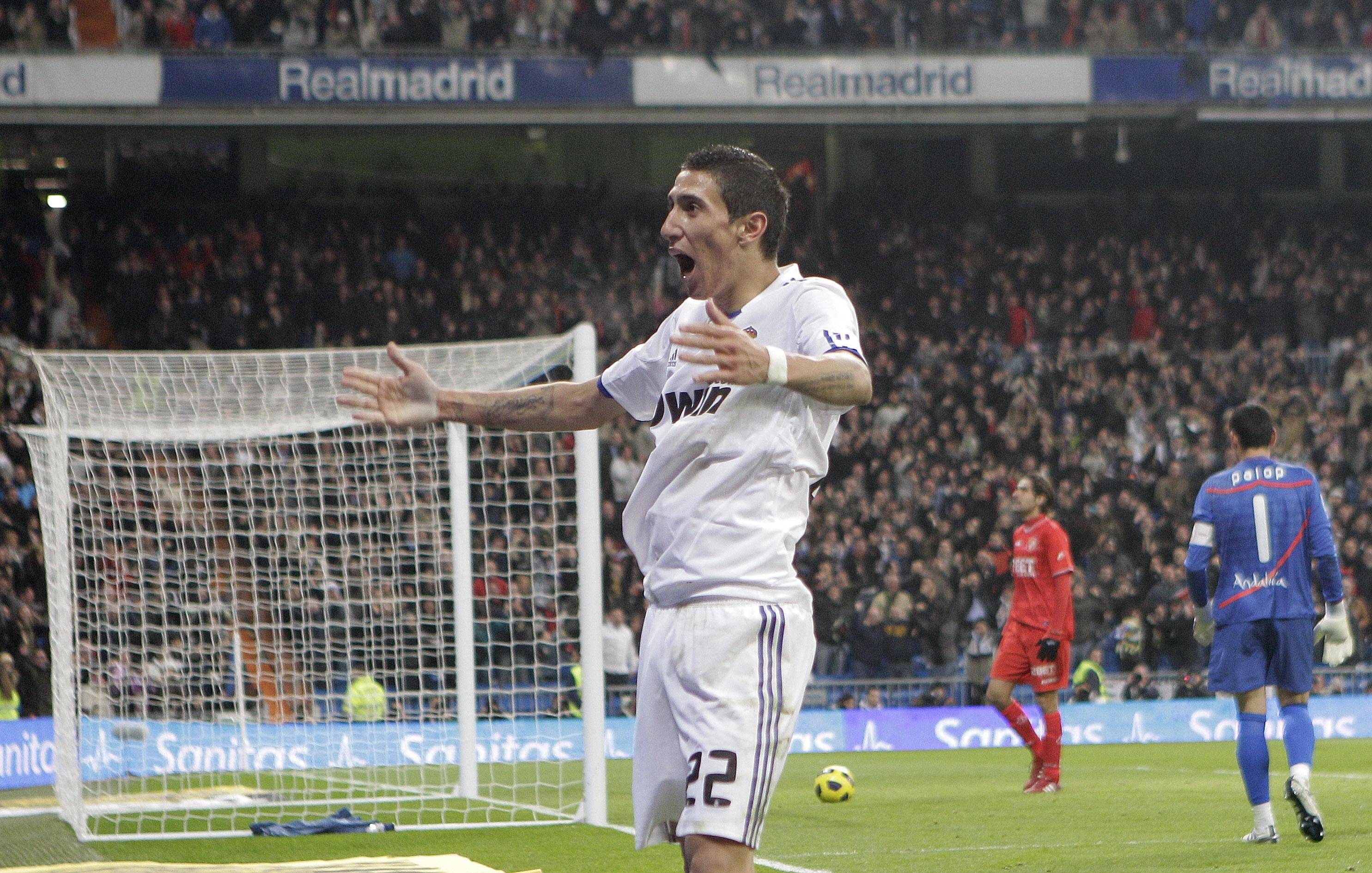 Di Maria comemora gol do Real Madrid contra o Sevilla AP