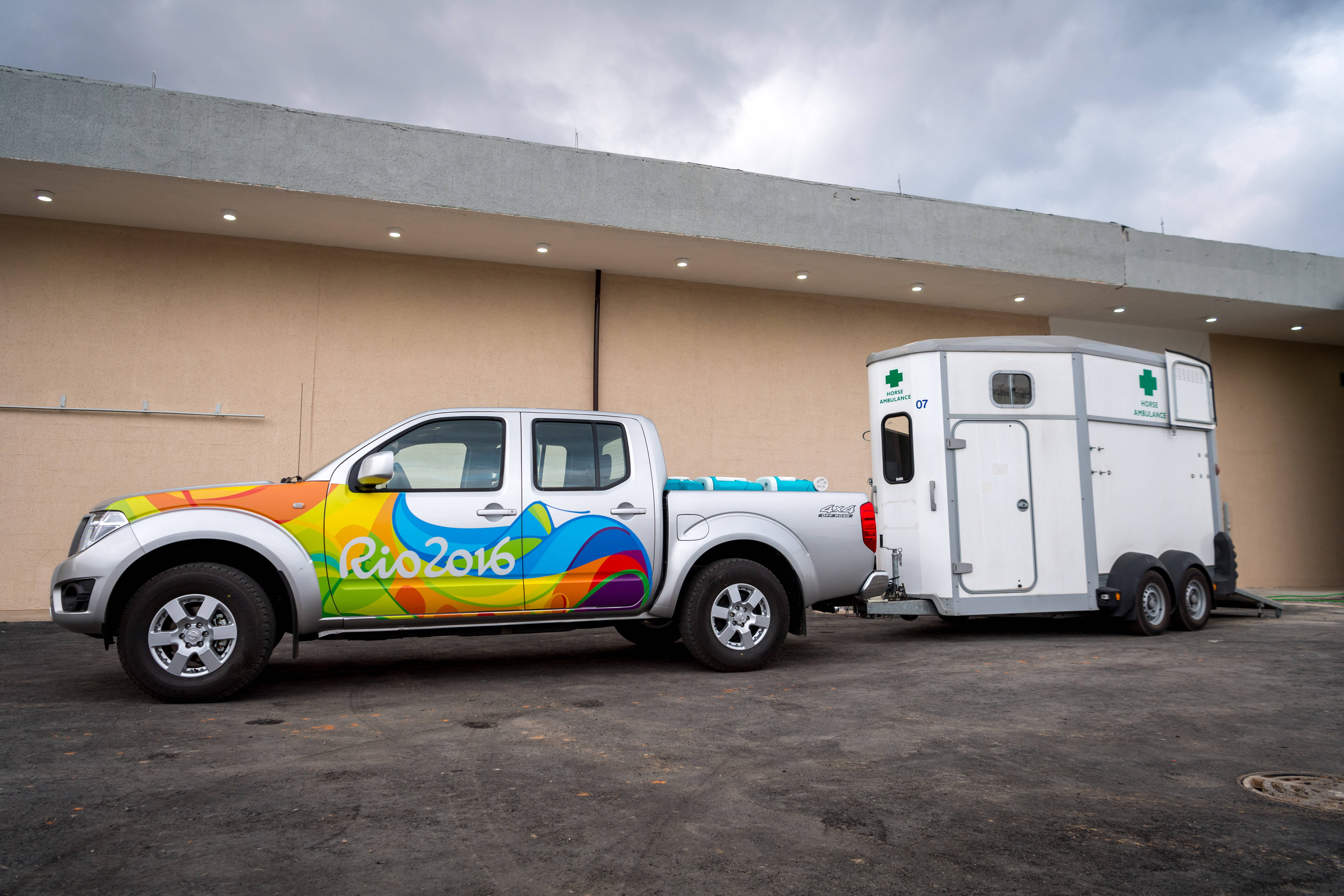 A clínica veterinária dispõe de nove ambulâncias totalmente equipadas para atender os cavalos do Rio 2016. Foto: Divulgação FEI