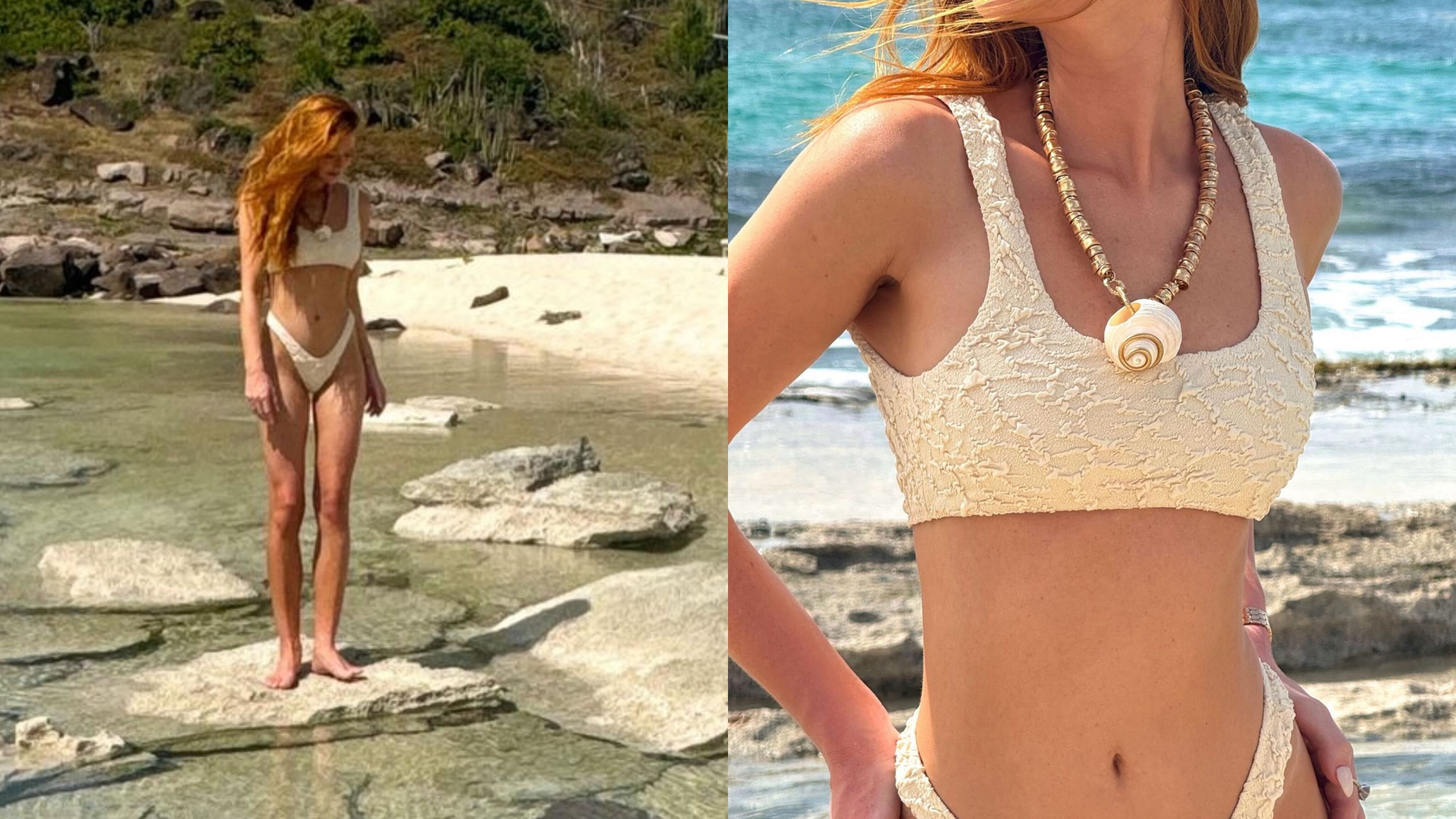 De biquíni branco, Marina Ruy Barbosa curte praia no Caribe  Reprodução Instagram - 4.7.2024