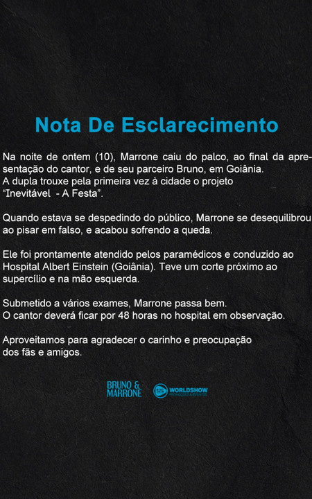 Nota de esclarecimento sobre o estado de Marrone.
