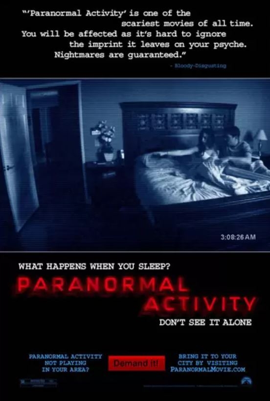 Filme: Atividade Paranormal - Quanto gastaram: 15 milhões de dólares/ Quanto lucraram: 193 milhões de dólares Reprodução: Flipar