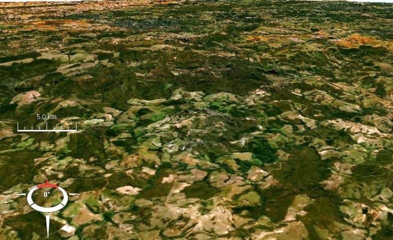 A cratera tem 40 km de diâmetro e uma área de aproximadamente 1,3 mil km² – maior que a cidade do Rio de Janeiro. Reprodução: Flipar