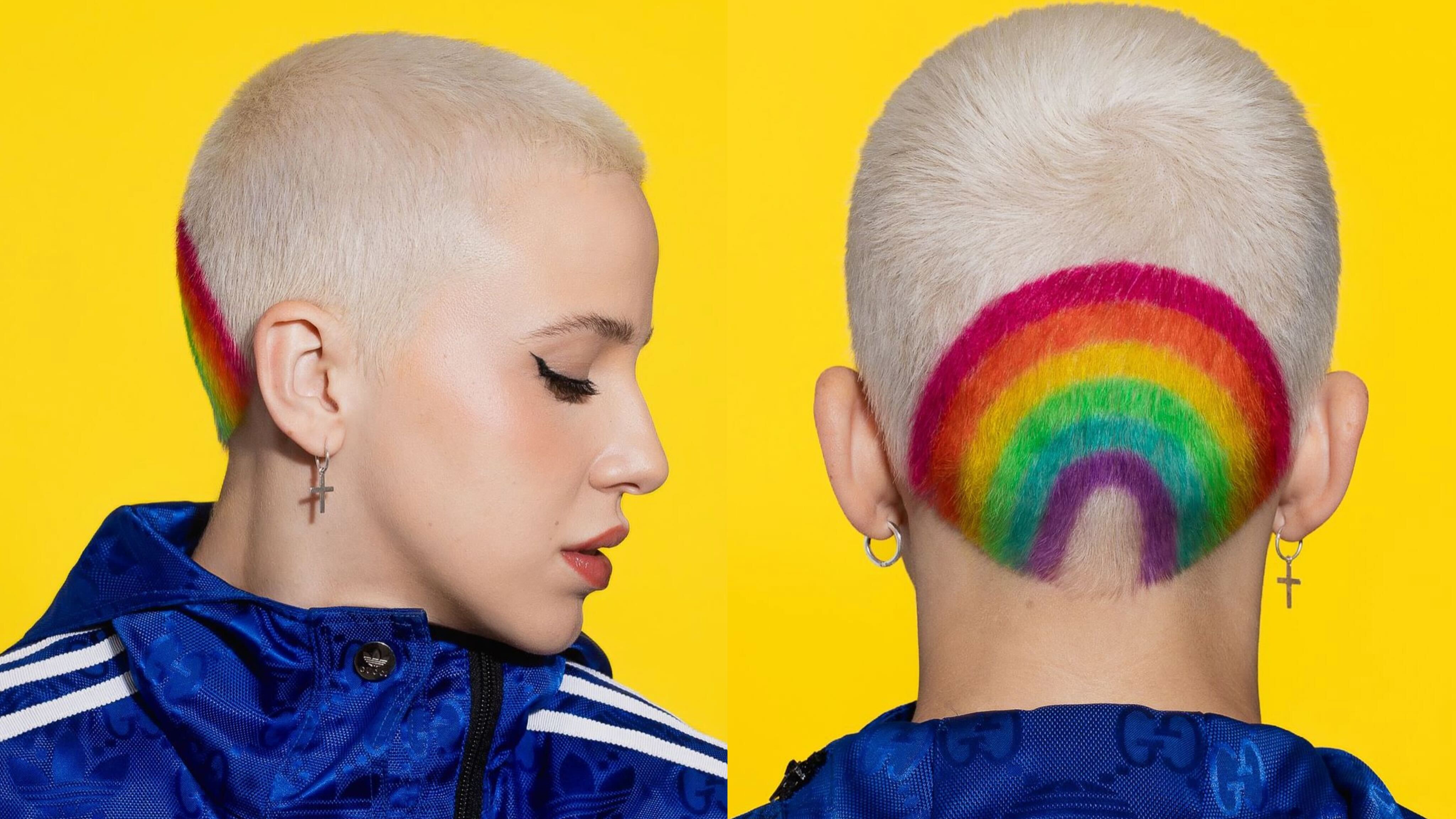 Marcella Rica tingiu cabelos com as cores do arco-íris Reprodução Instagram/ GigiDias